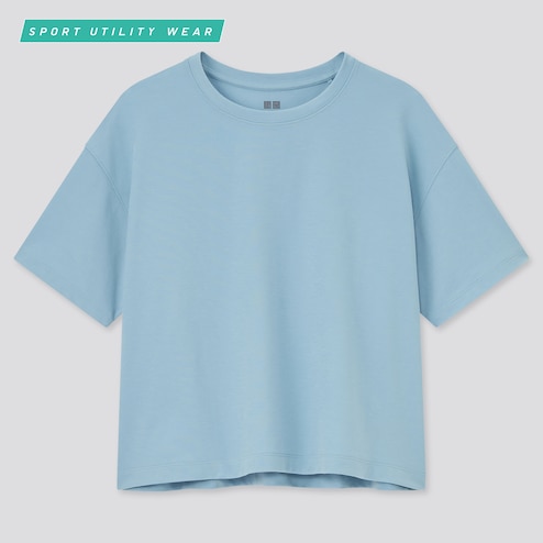 UNIQLO DRY-EX Cropped Crew Neck Short Sleeve T-Shirt, Women's