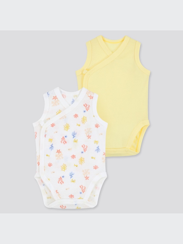 Cotton Mesh Sleeveless Inner Bodysuit (Set of 2)