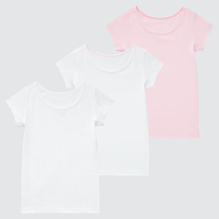 Babies Toddler Cotton Inner Dotted Short Sleeved T-Shirt (Three Pack)