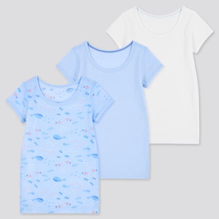 Babies Toddler Cotton Mesh Inner Short Sleeved T-Shirt (Three Pack)