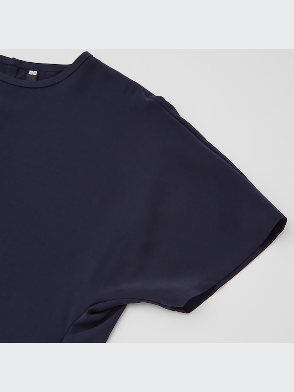 Silk Feel Short-Sleeve Blouse