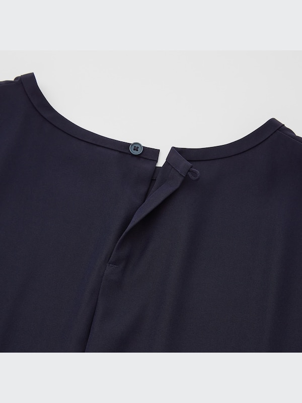 Silk Feel Short-Sleeve Blouse