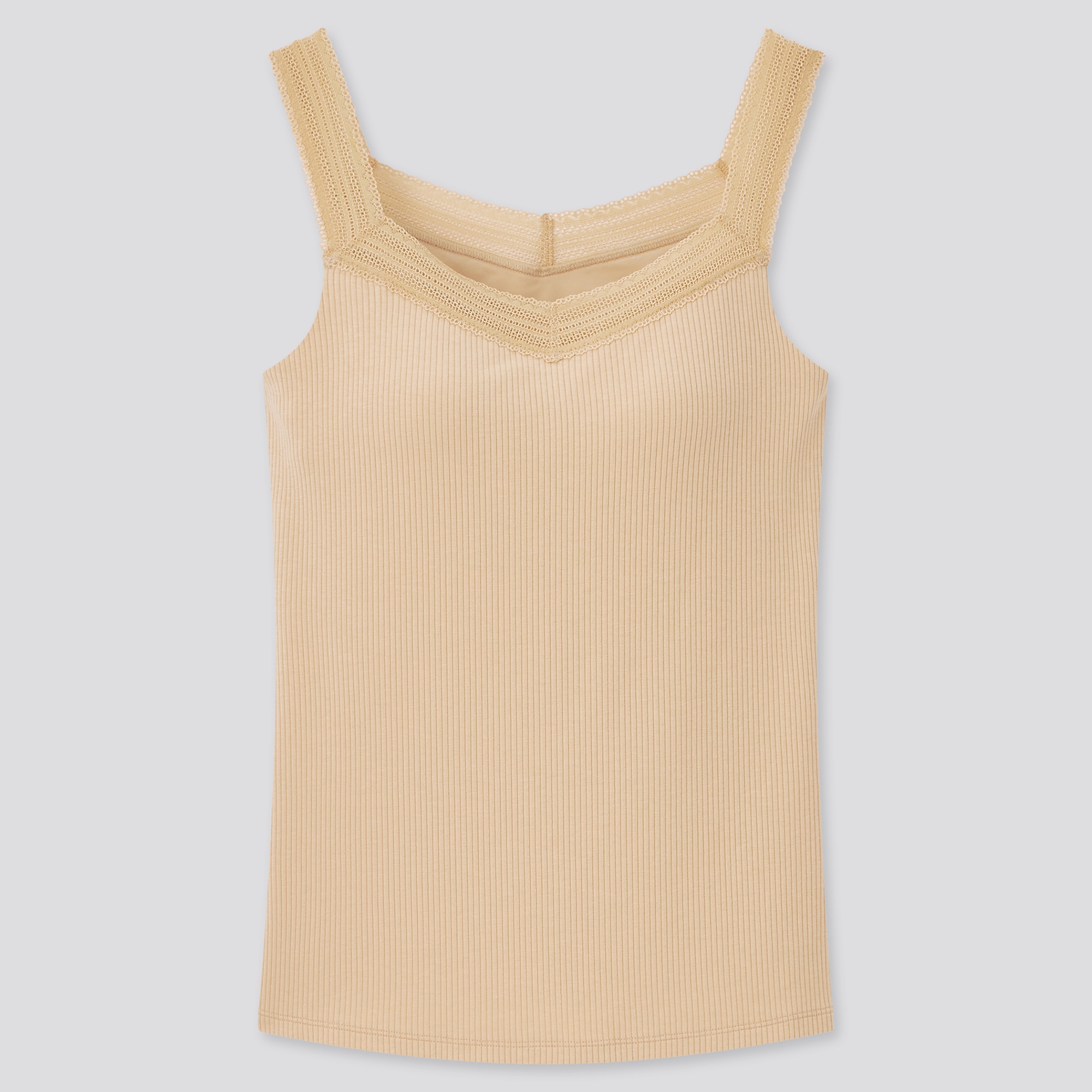 UNIQLO AIRISM Wide Ribbed Cotton Cropped Bra Padded Sleeveless Top
