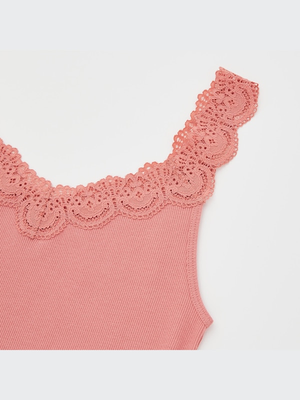 Cotton Ribbed Lace Sleeveless Top
