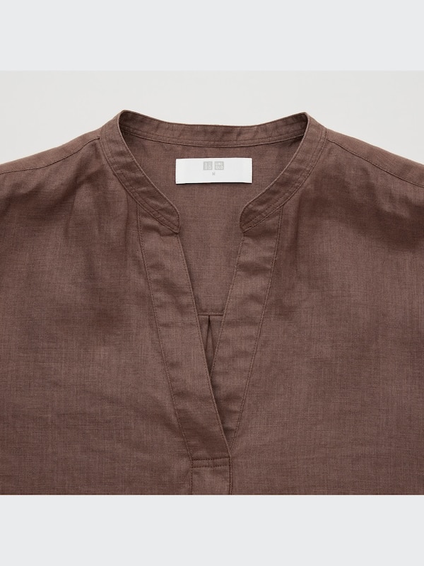 Premium Linen Skipper Collar 3/4-Sleeve Shirt