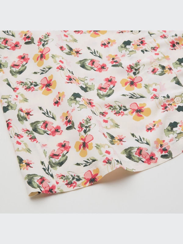 Rayon Open Collar Short-Sleeve Shirt