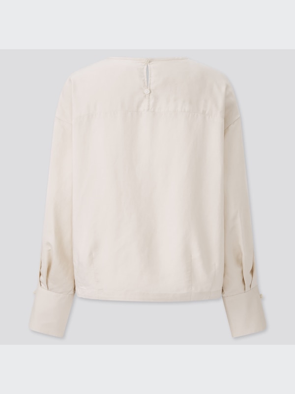 Rayon-Linen Long-Sleeve Blouse (Hana Tajima)