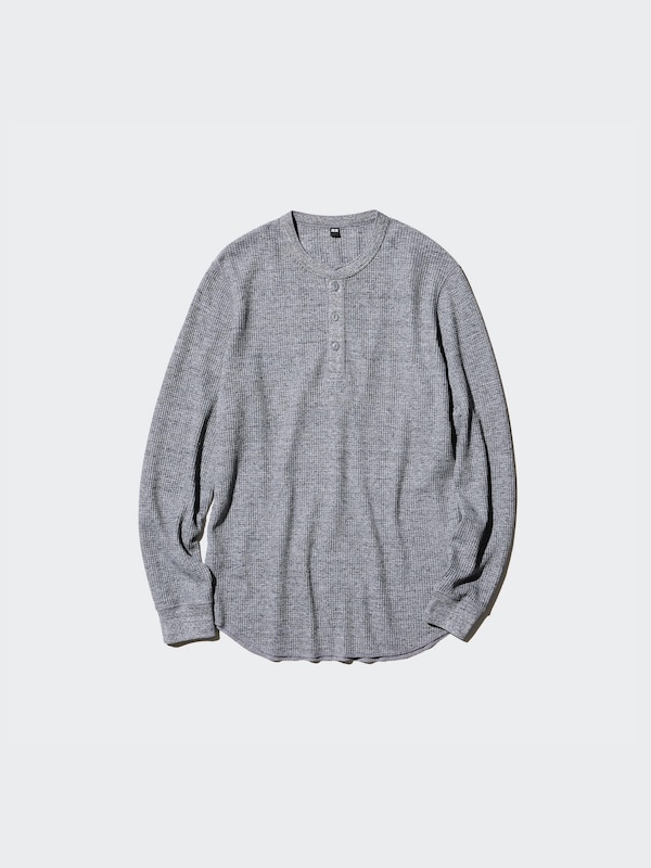 Waffle T-Shirt | Henley Neck | Long Sleeve