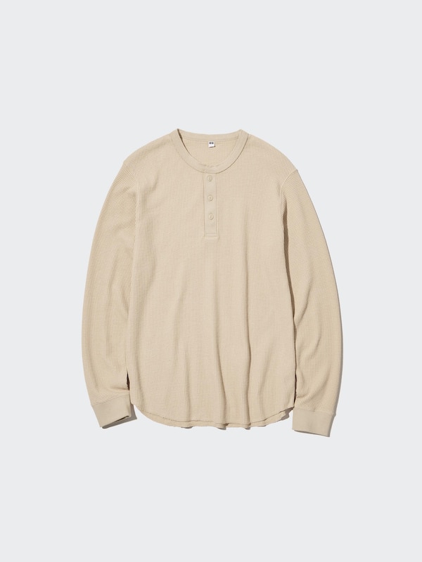 Waffle T-Shirt | Henley Neck | Long Sleeve