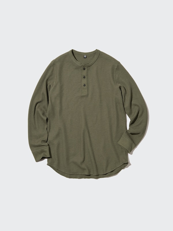 Waffle T-Shirt | Henley Neck | Long Sleeve