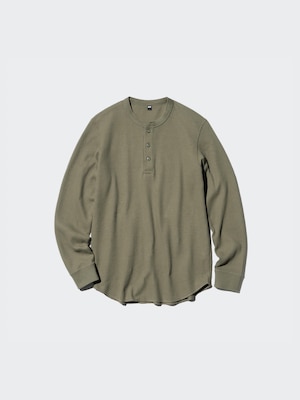 Waffle T-Shirt | Henley Neck | Long Sleeve