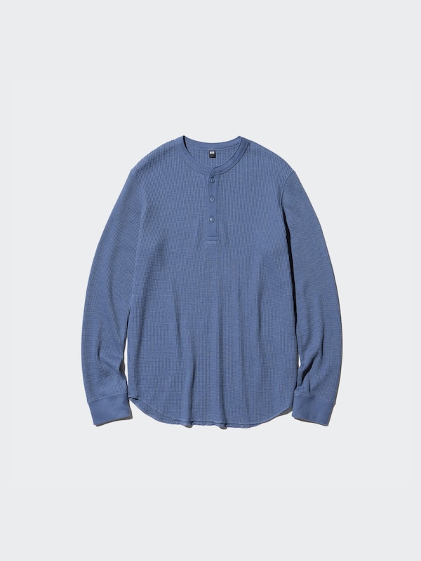 Waffle T-Shirt | Henley Neck | Long Sleeve