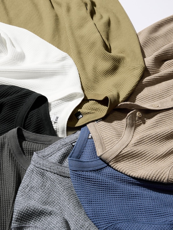 Waffle T-Shirt | Henley Neck | Long Sleeve