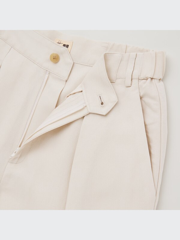 Rayon-Linen Tucked Tapered Pants (Hana Tajima)