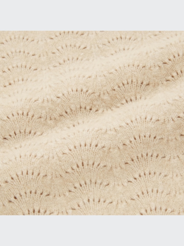 Light Souffle Yarn Pointelle Crew Neck Sweater
