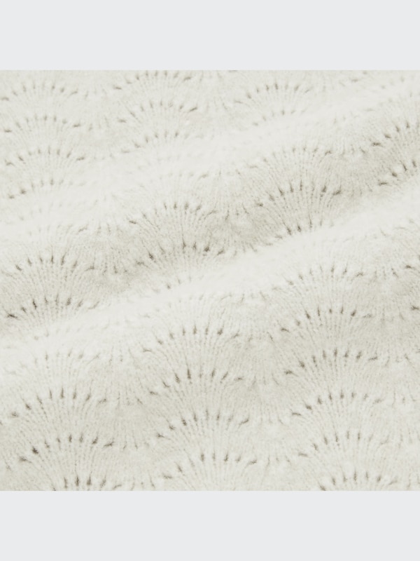 Light Souffle Yarn Pointelle Crew Neck Sweater