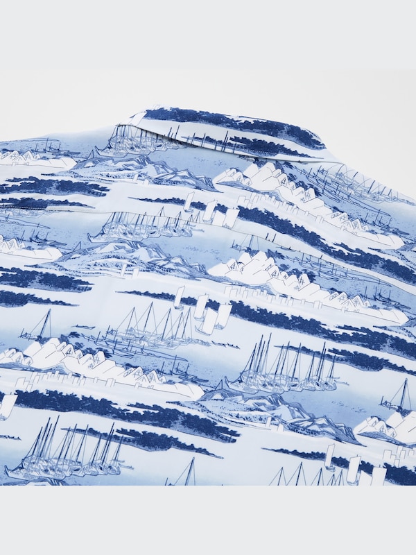 Printed Open Collar Short-Sleeve Shirt (Ukiyoe)