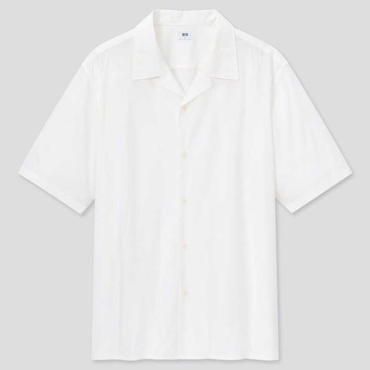 Uniqlo Men Cotton Modal Blend Short Sleeved Shirt Open Collar Stylehint