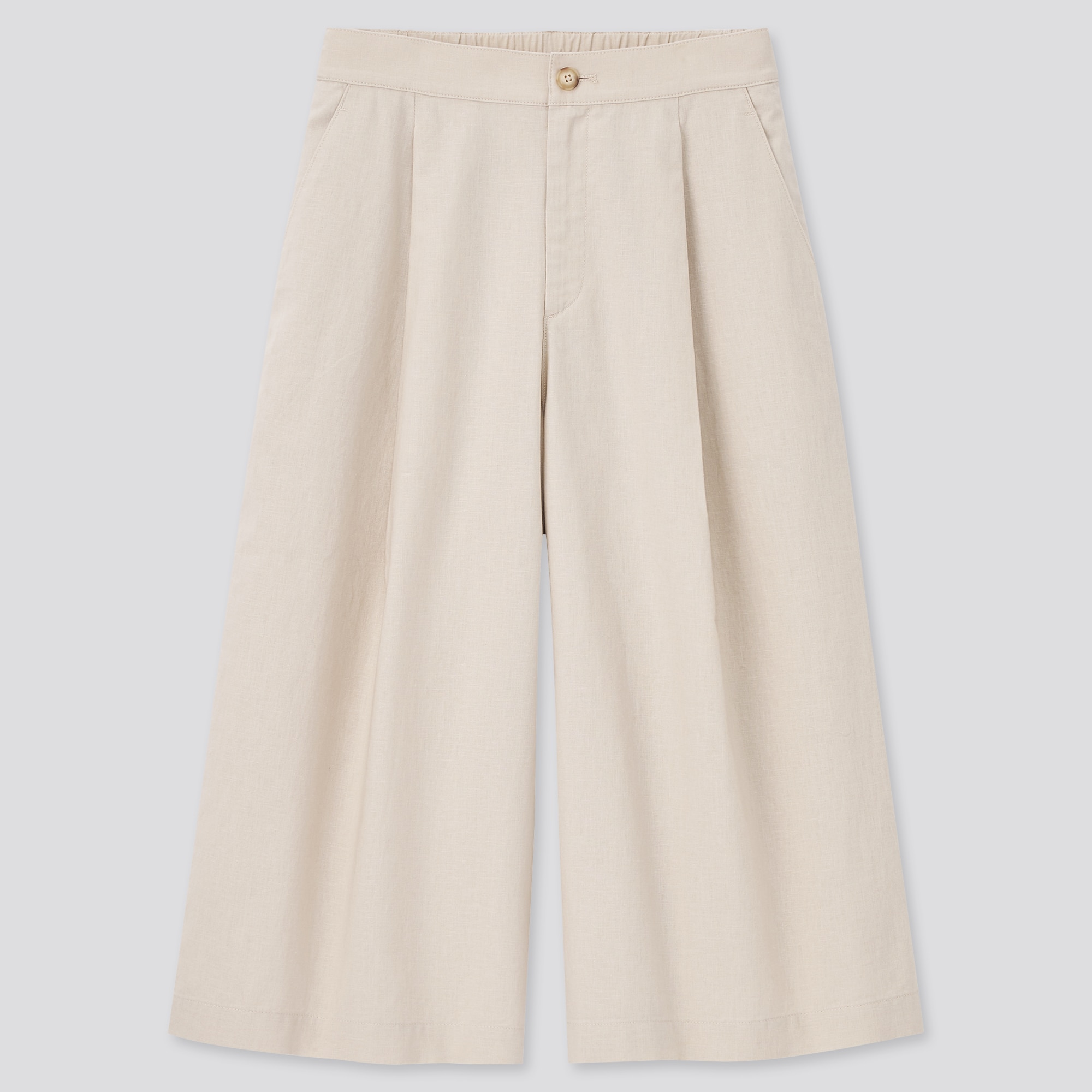 uniqlo linen cotton wide cropped pants