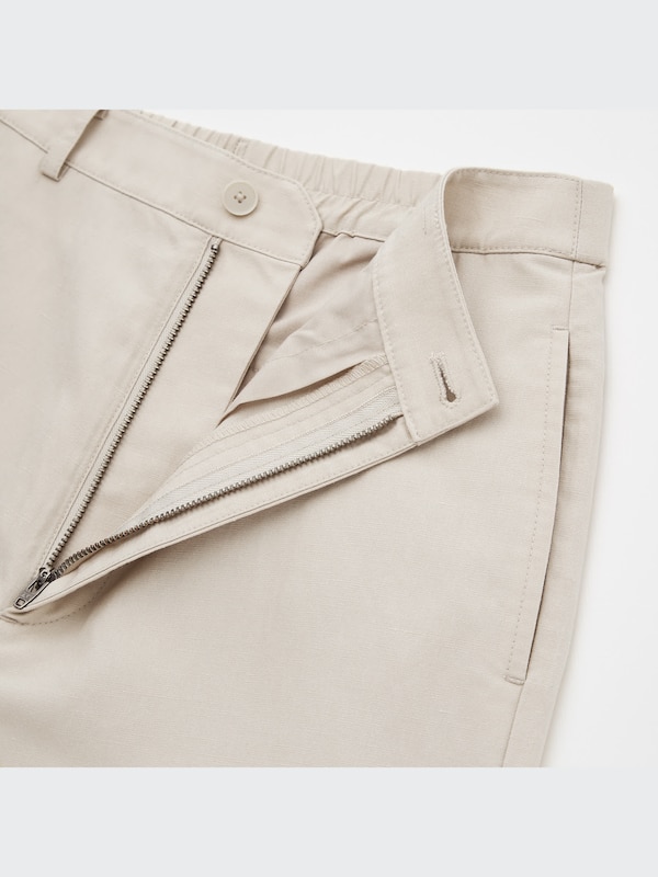 Linen Blend Relaxed Straight Pants