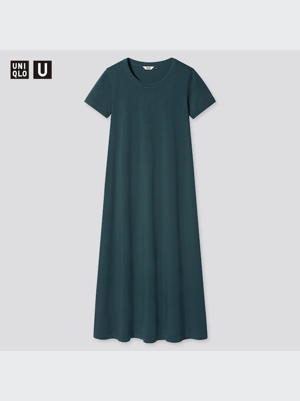 UNIQLO U AIRISM COTTON SHORT SLEEVE LONG DRESS