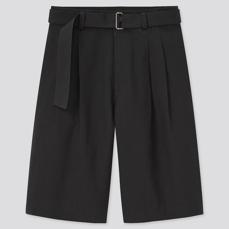 uniqlo belted linen rayon wide pants