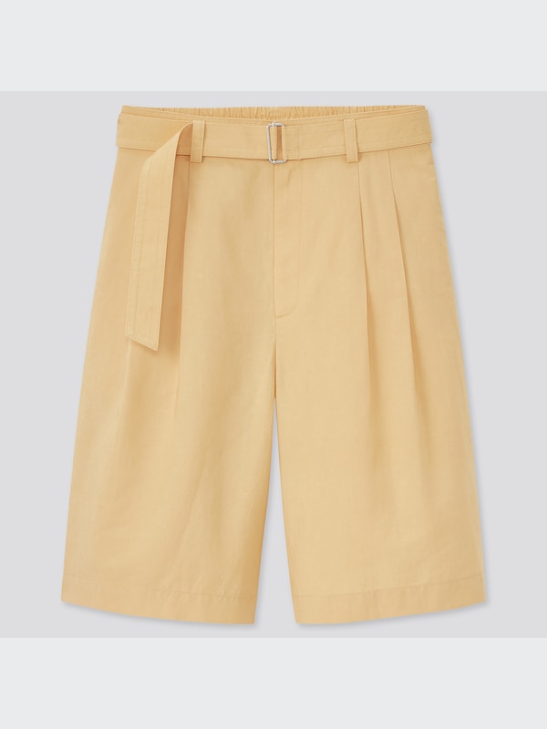 LINEN BLEND BELTED CULOTTES