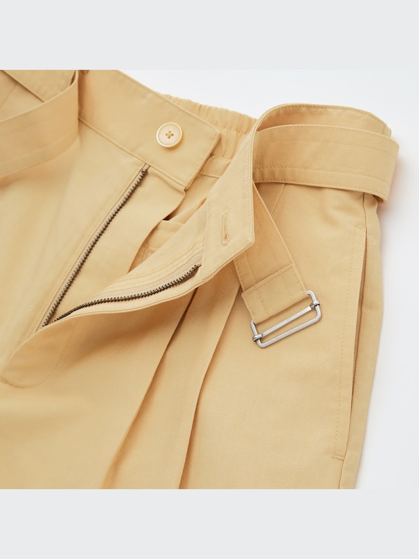 Linen-Blend Belted Culottes