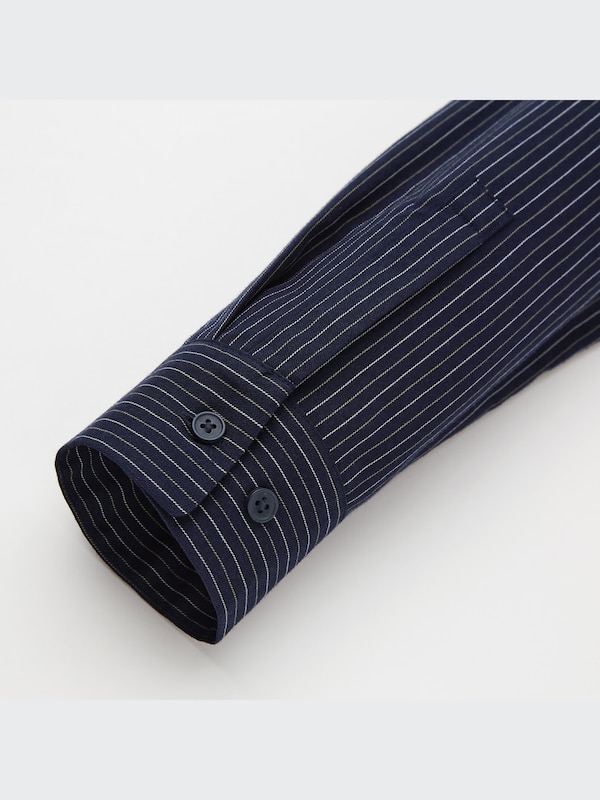 Rayon Striped Long-Sleeve Blouse