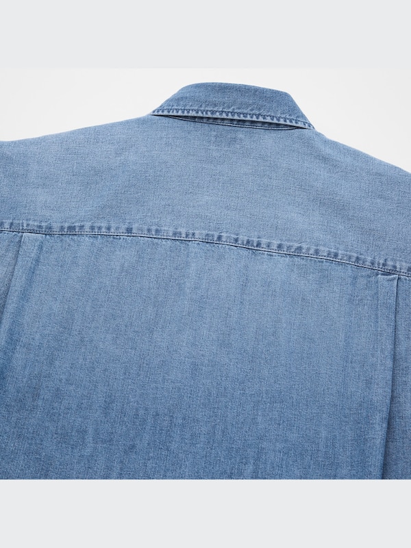 Denim Oversized Long-Sleeve Shirt