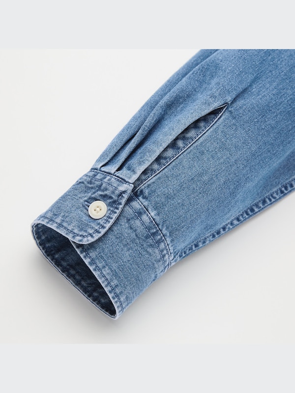 Denim Oversized Long-Sleeve Shirt