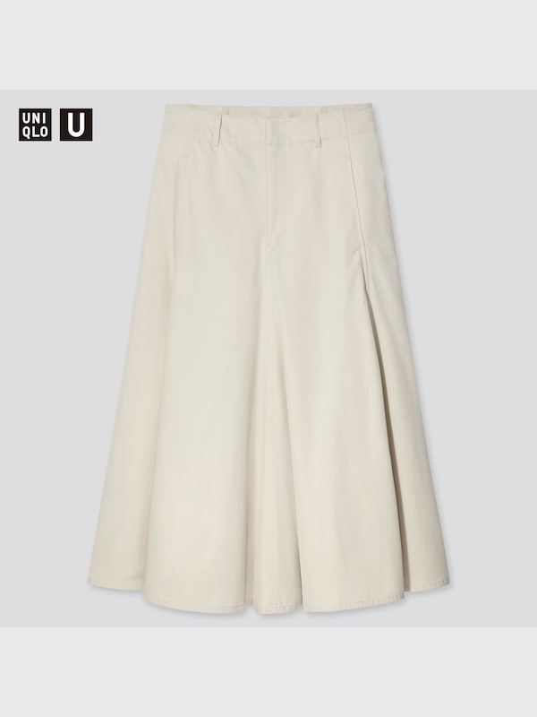 U Cotton Twill Flared Skirt