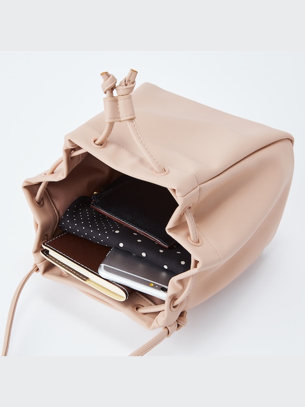Faux Leather Drawstring Bag