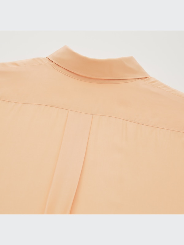 U Shiny Rayon Long-Sleeve Long Shirt Dress