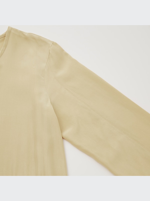 U Shiny Rayon Long-Sleeve Dress