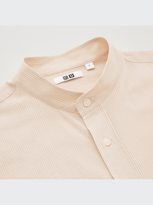 U Wide-Fit Striped Stand Collar Long-Sleeve Shirt