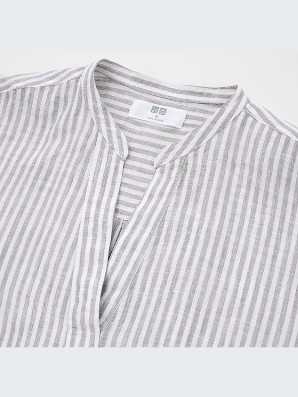 Premium Linen Skipper Collar 3/4-Sleeve Shirt