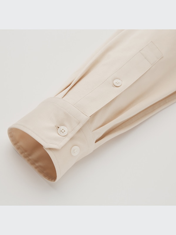 U Mercerized Cotton Stand Collar Long-Sleeve Shirt