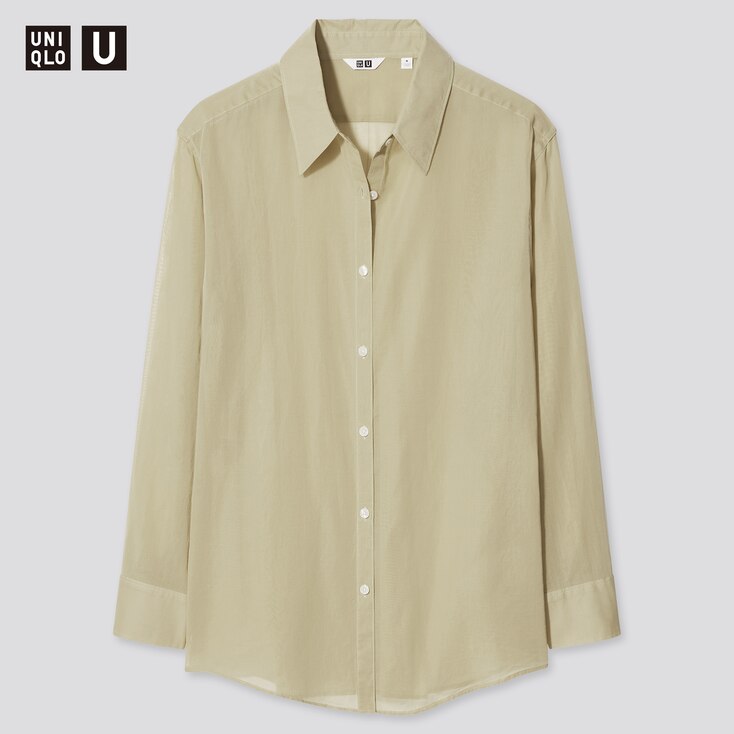 ユニクロフォレオ大阪ドームシティ店 Women Uniqlo U Sheer Long Sleeved Shirt Outfit Stylehint