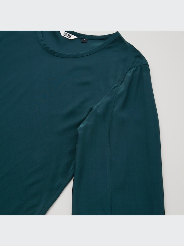 U Shiny Rayon Long-Sleeve Blouse