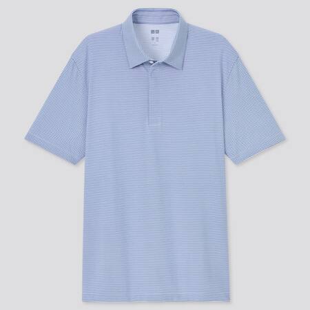 Men AIRism Fly Front Striped Polo Shirt (2021 Season)
