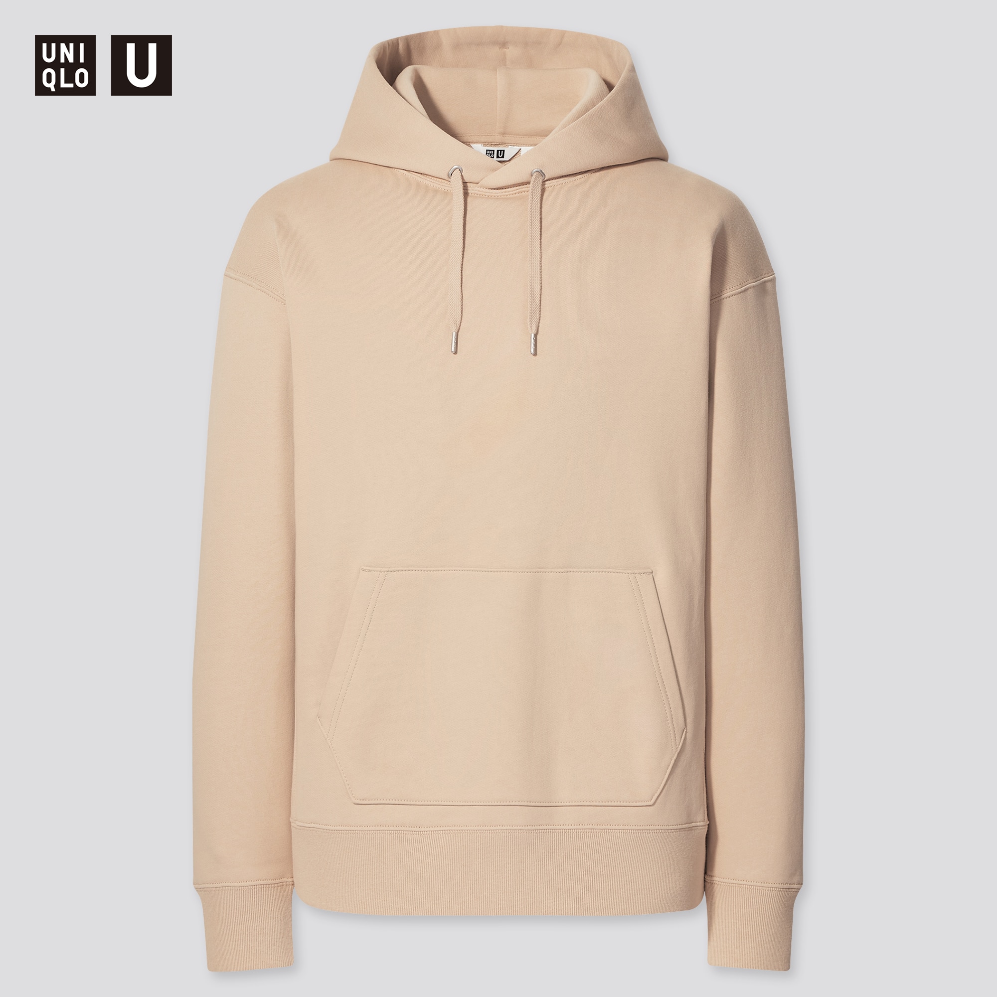 Uniqlo U boxy drawstring pullover hoodie beige brown Size XL Heavy Sturdy   eBay