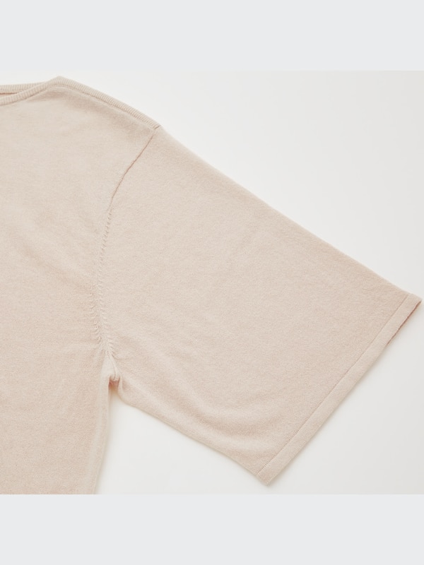 U Fine-Gauge Boat Neck Short-Sleeve Sweater