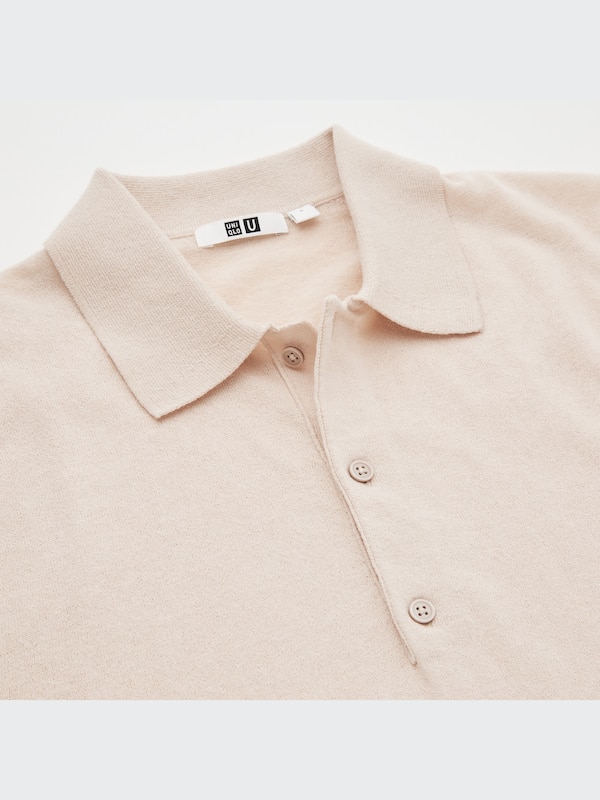 U Fine-Gauge Knitted Short-Sleeve Polo Shirt