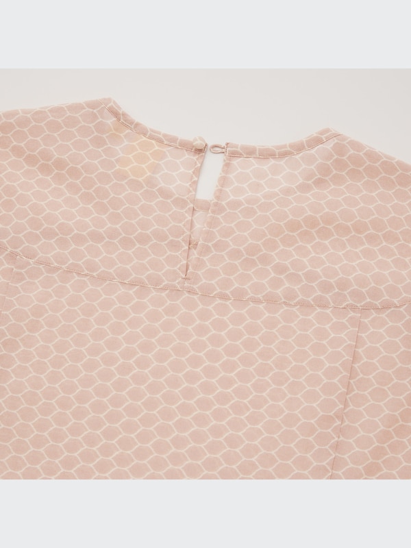 Sheer Cotton Printed 3/4-Sleeve Blouse (Hana Tajima)