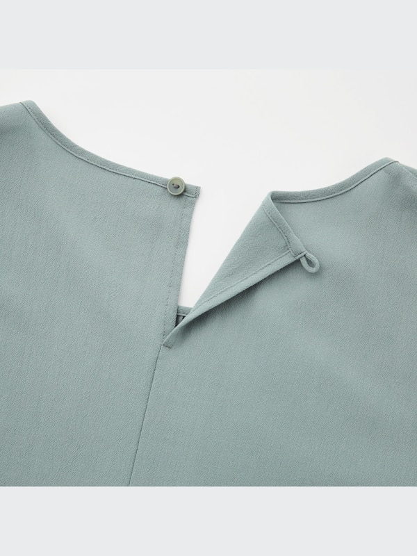 Rayon Georgette 3/4-Sleeve Volume Flare Dress
