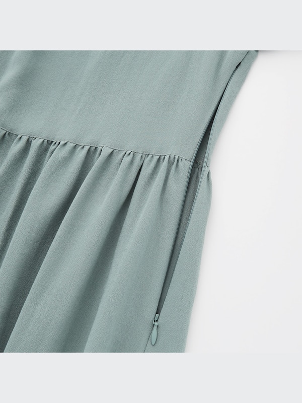 Rayon Georgette 3/4-Sleeve Volume Flare Dress