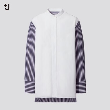 Women +J Supima Cotton Stand Collar Striped Shirt