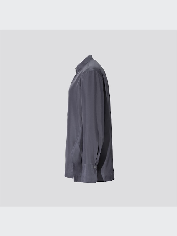 +J Silk Stand Collar Long-Sleeve Shirt