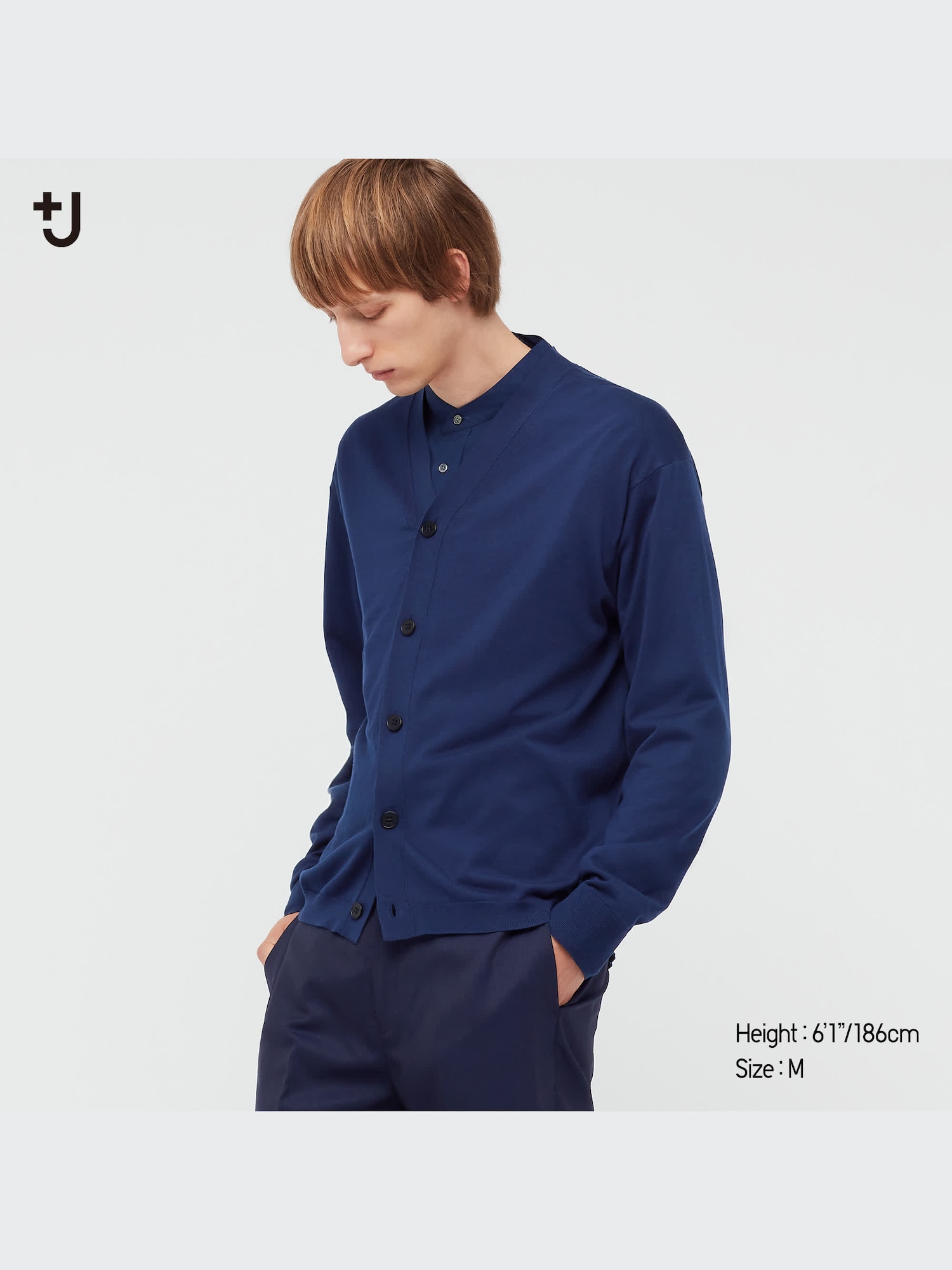 ユニクロ +J ジルサンダー コットンシルク カーディガン ネイビー J Silk-Cotton V-Neck Long-Sleeve Cardigan | UNIQLO US